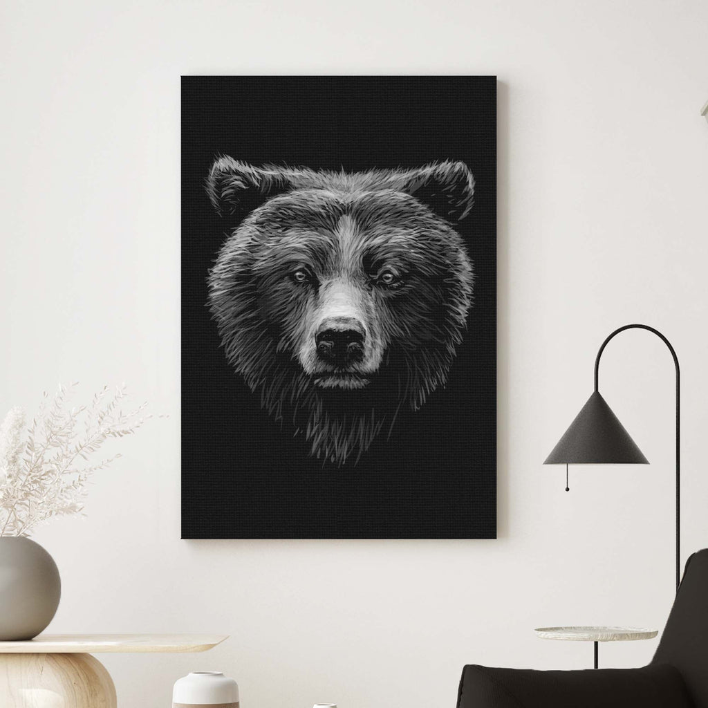Animals Forest Bear Monochrome Canvas wall art with nature-inspired artwork - product view 2