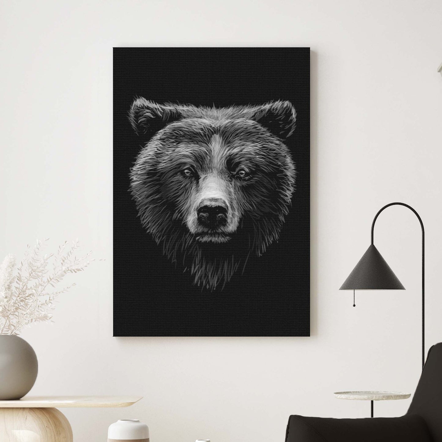 Animals Forest Bear Monochrome Canvas wall art with nature-inspired artwork - product view 2