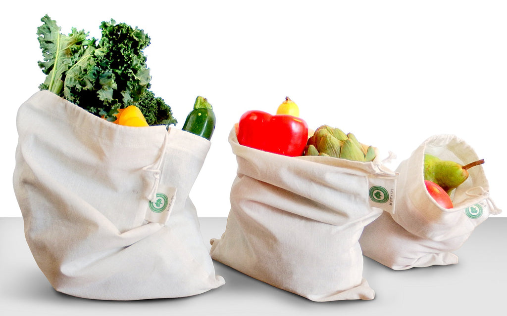 Muslin Produce Bags food storage bags with nature-inspired artwork - product view 2