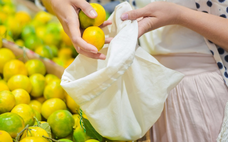 Muslin Produce Bags food storage bags with nature-inspired artwork