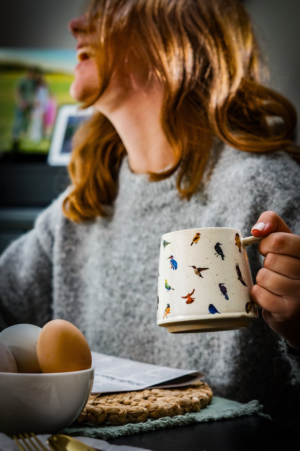 Nature's Symphony Birdwatcher's ceramic mug with nature-inspired artwork - product view 3