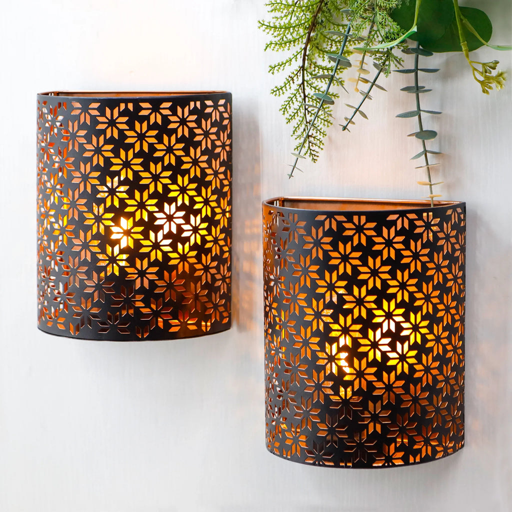 Set of 2 battery operated lamps with nature-inspired artwork - product view 4
