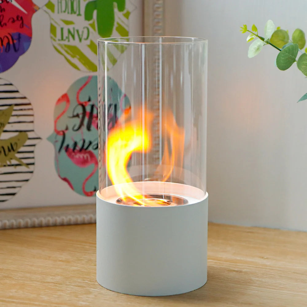 Jhy Design Portable Tabletop Firepit Cylindrical With gel & ethanol fireplaces with nature-inspired artwork - product view 3