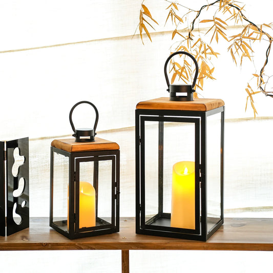 Set of 2 16'' & 11'' High Decorative Candle Lanterns