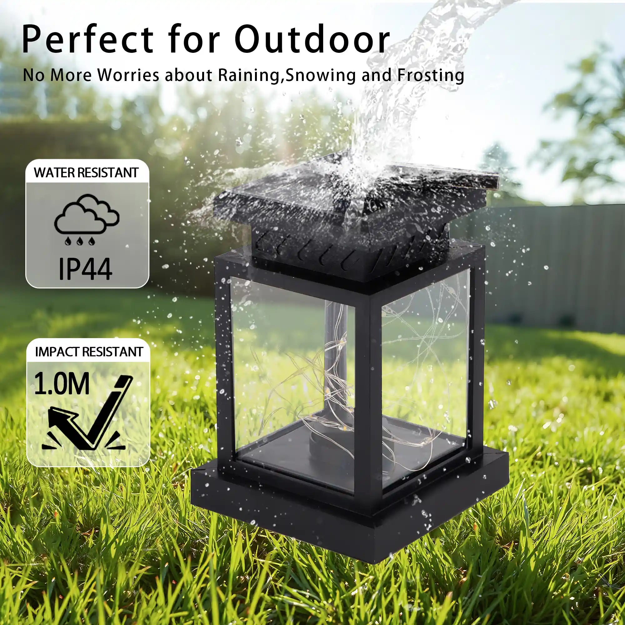 Set of 2 Solar Lantern Lights battery operated lamps with nature-inspired artwork - product view 9