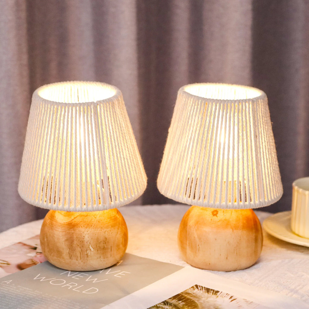 Set of 2 Woven Cotton Rope Table Lamp uncategorized / needs cleanup with nature-inspired artwork - product view 2