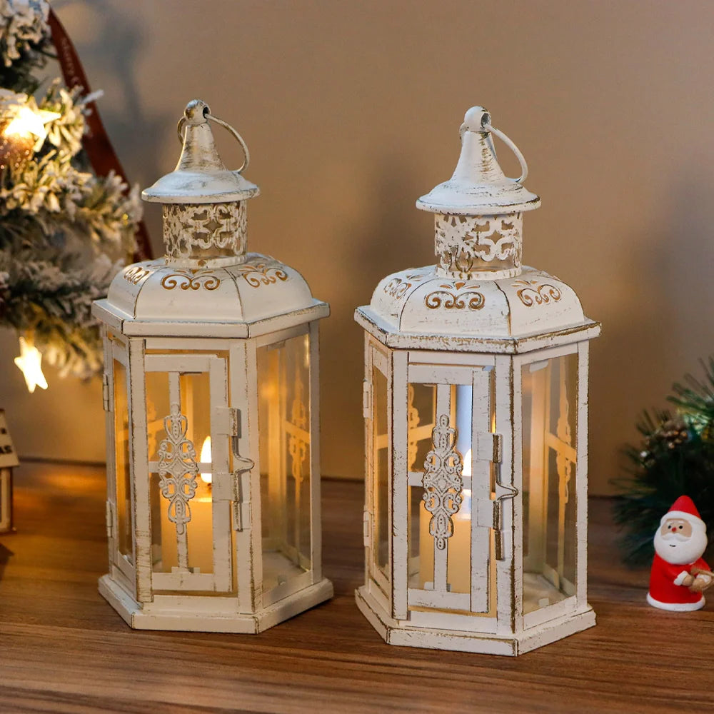 10 Inch High Vintage Style Hanging Lantern（set of 2 ） decorative candle lanterns with nature-inspired artwork - product view 3