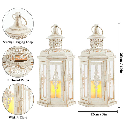 10 Inch High Vintage Style Hanging Lantern（set of 2 ） decorative candle lanterns with nature-inspired artwork - product view 5