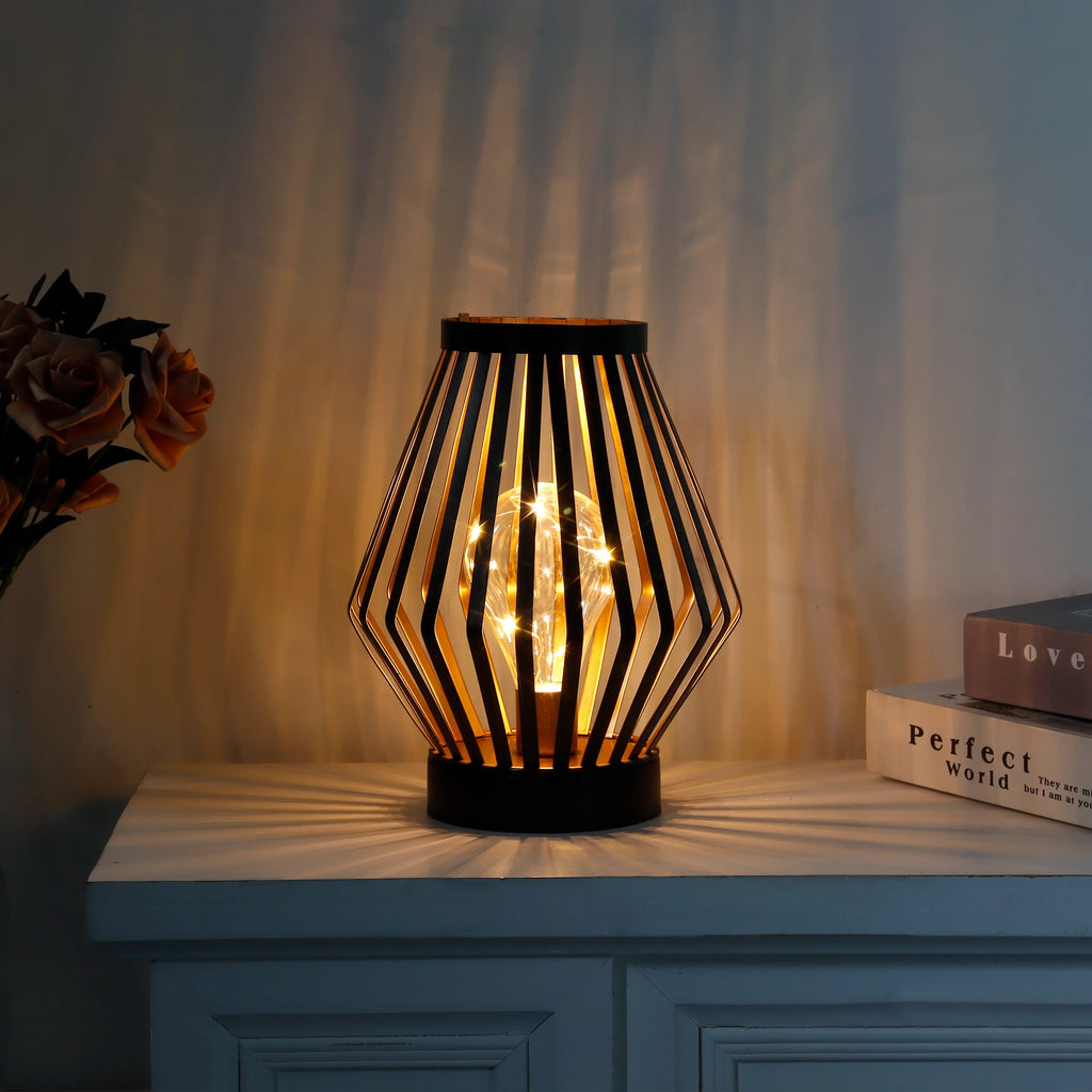 8.7”h Tall Battery Powered Table Lamp(diamond) battery operated lamps with nature-inspired artwork - product view 5