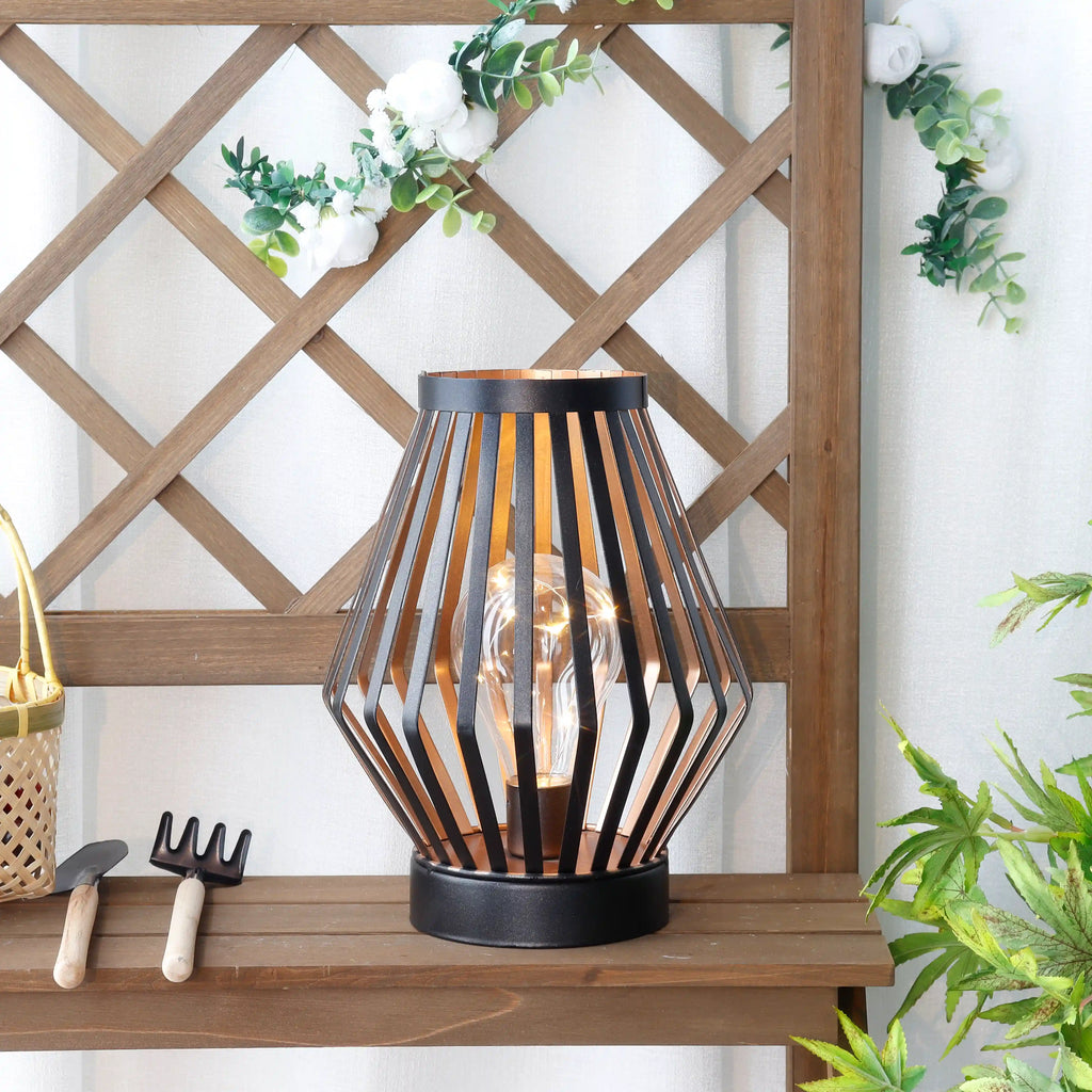 8.7”h Tall Battery Powered Table Lamp(diamond) battery operated lamps with nature-inspired artwork - product view 6