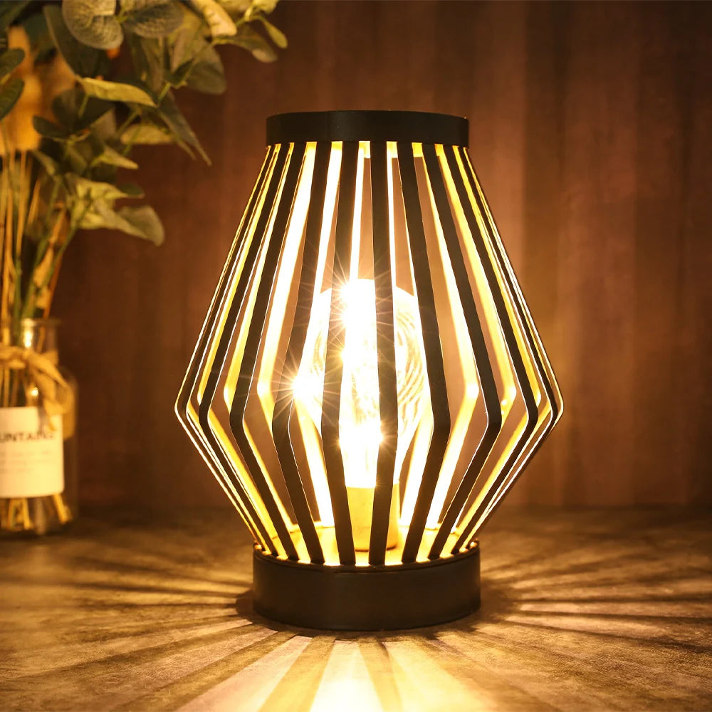 8.7”h Tall Battery Powered Table Lamp(diamond) battery operated lamps with nature-inspired artwork