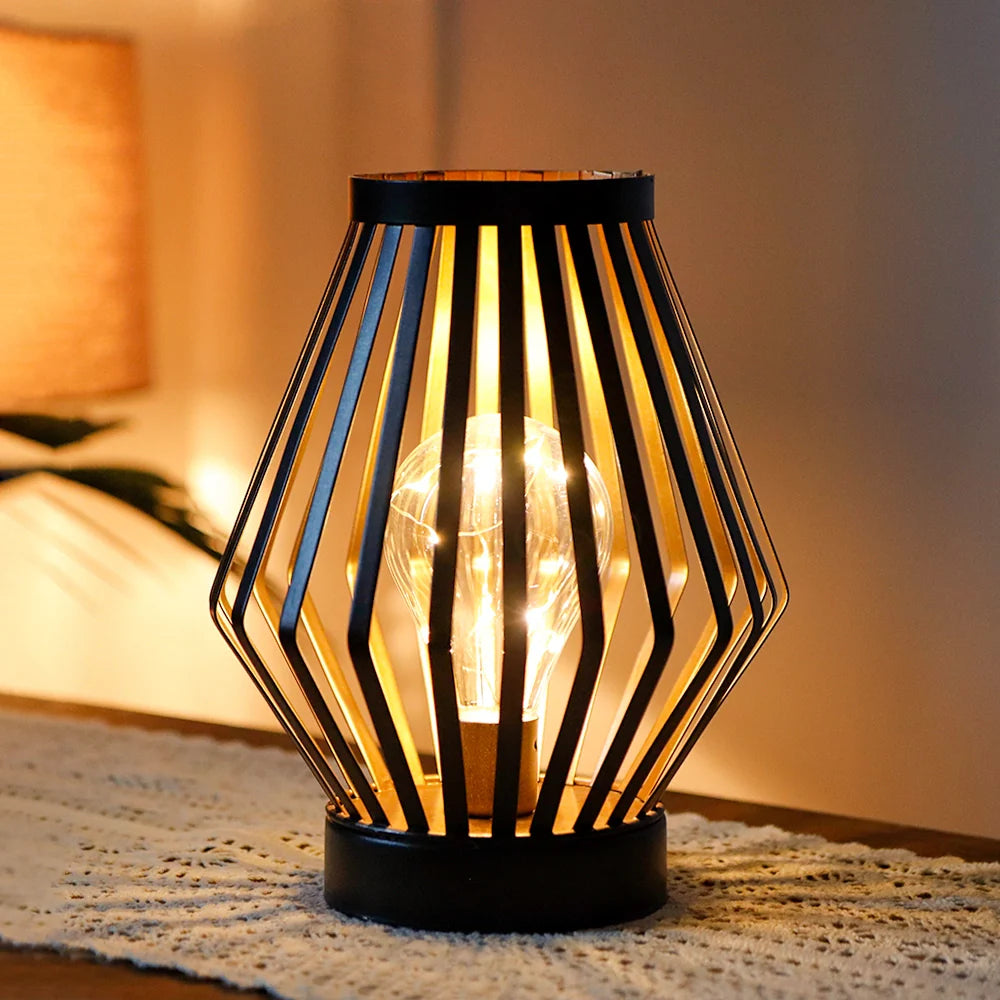 8.7”h Tall Battery Powered Table Lamp(diamond) battery operated lamps with nature-inspired artwork - product view 2