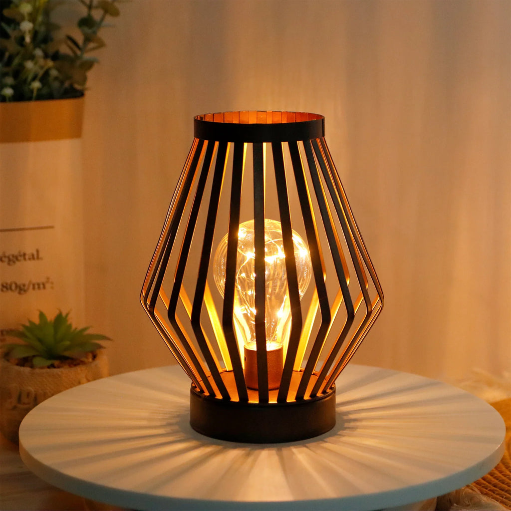 8.7”h Tall Battery Powered Table Lamp(diamond) battery operated lamps with nature-inspired artwork - product view 3