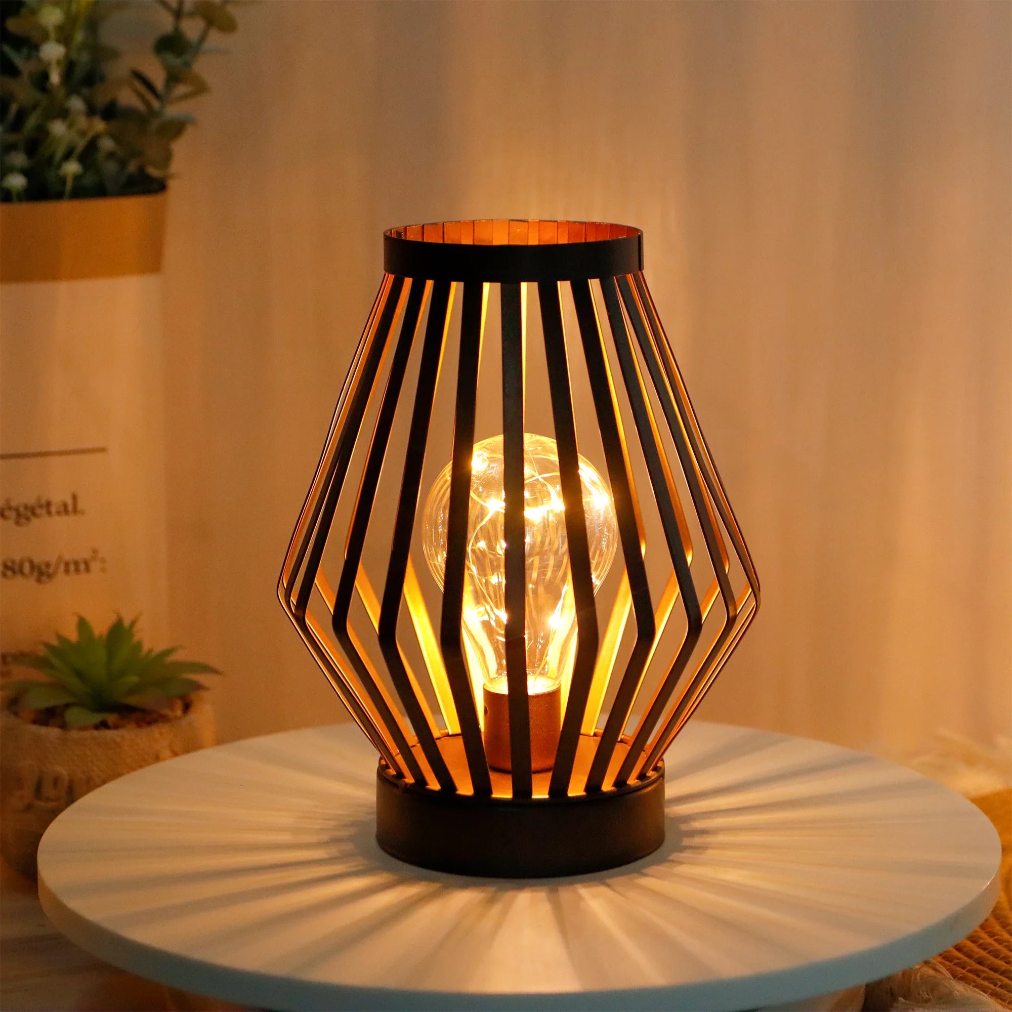 8.7”h Tall Battery Powered Table Lamp(diamond) battery operated lamps with nature-inspired artwork - product view 3