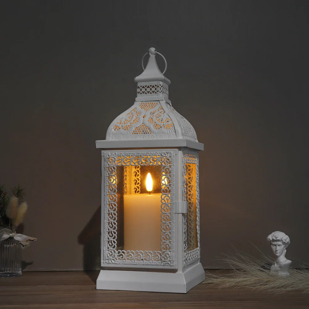19'' High Decorative Hanging Lantern (cream) decorative candle lanterns with nature-inspired artwork - product view 3