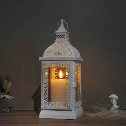 19'' High Decorative Hanging Lantern (cream) decorative candle lanterns with nature-inspired artwork - product view 3