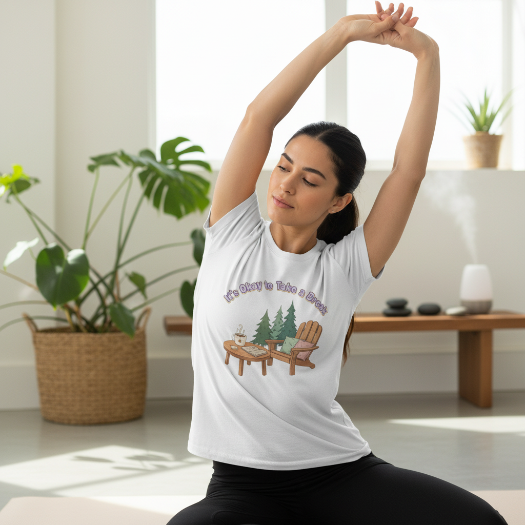 Person in t-shirt doing yoga