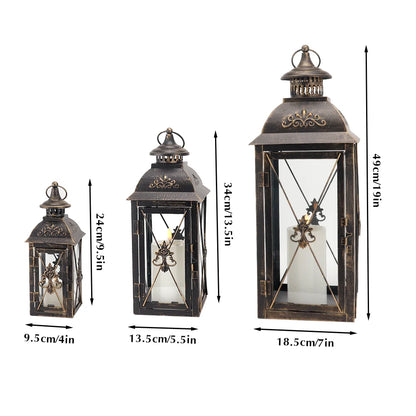 Set of 3- 19'' High Decorative Hanging Lantern (Black)   13.5'' & 9.5''