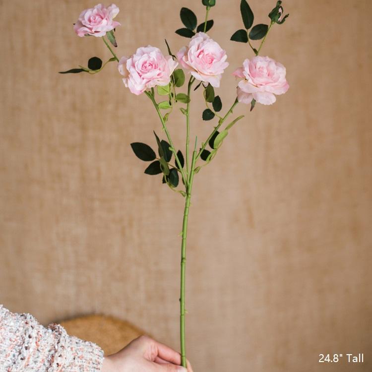 Artificial Pink Rose Stem, 24.8 Inches