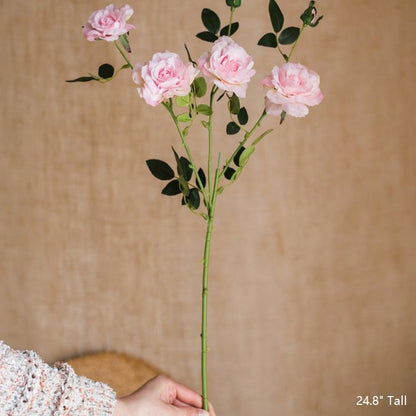 Artificial Pink Rose Stem, 24.8 Inches