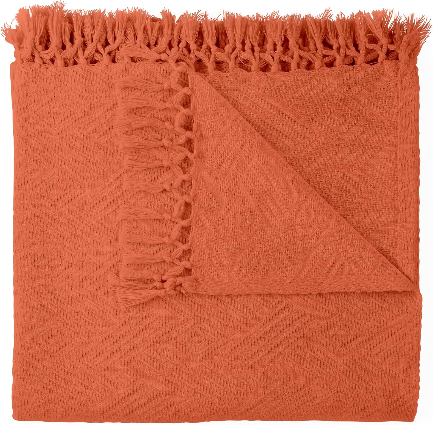 Diamond Jacquard Throw Rust throw blanket with nature-inspired artwork