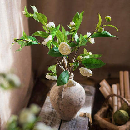 Artificial Camellia Stem in Green or White