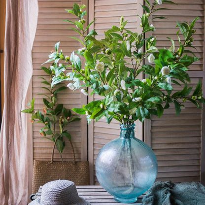 Artificial Camellia Stem in Green or White