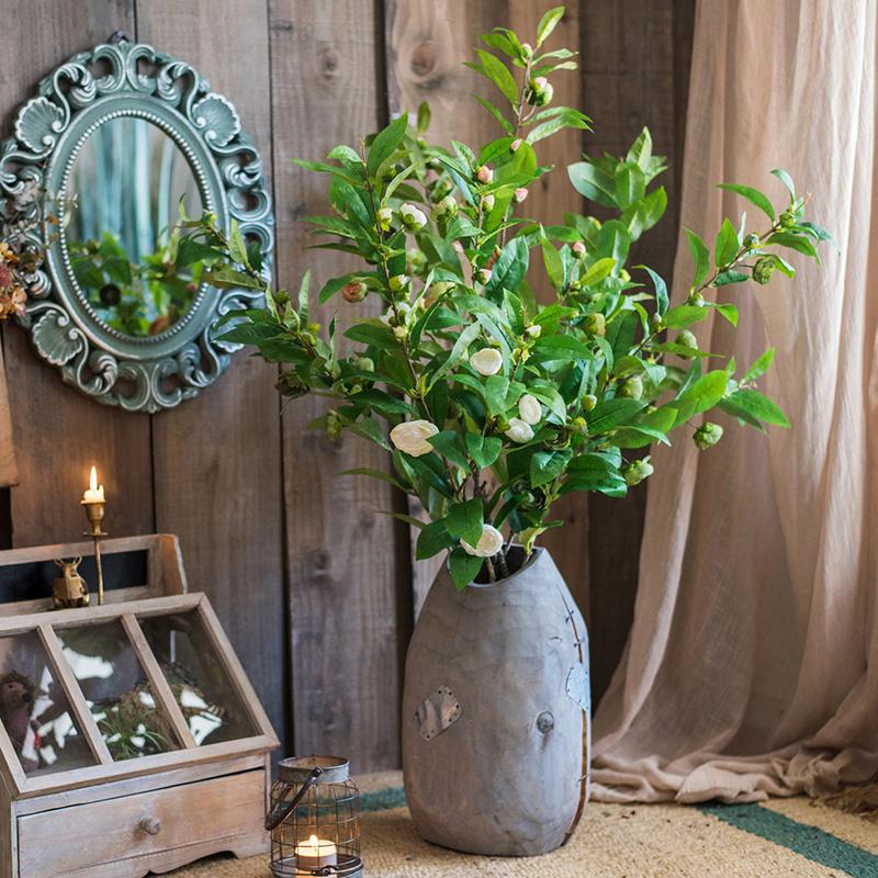 Artificial Camellia Stem in Green or White