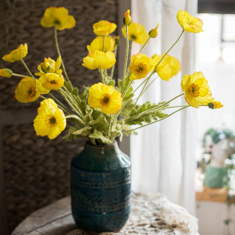 Artificial Poppy Flower Stem, 22.1 Inches