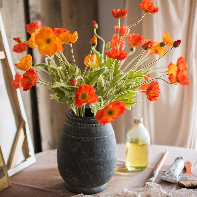 Artificial Poppy Flower Stem, 22.1 Inches