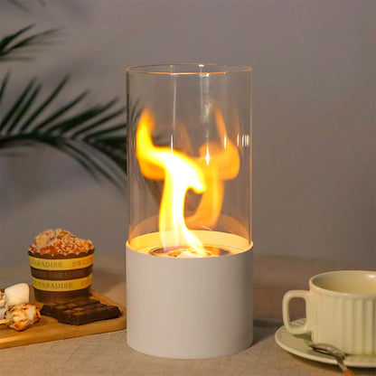 Jhy Design Portable Tabletop Firepit Cylindrical With gel & ethanol fireplaces with nature-inspired artwork - product view 4