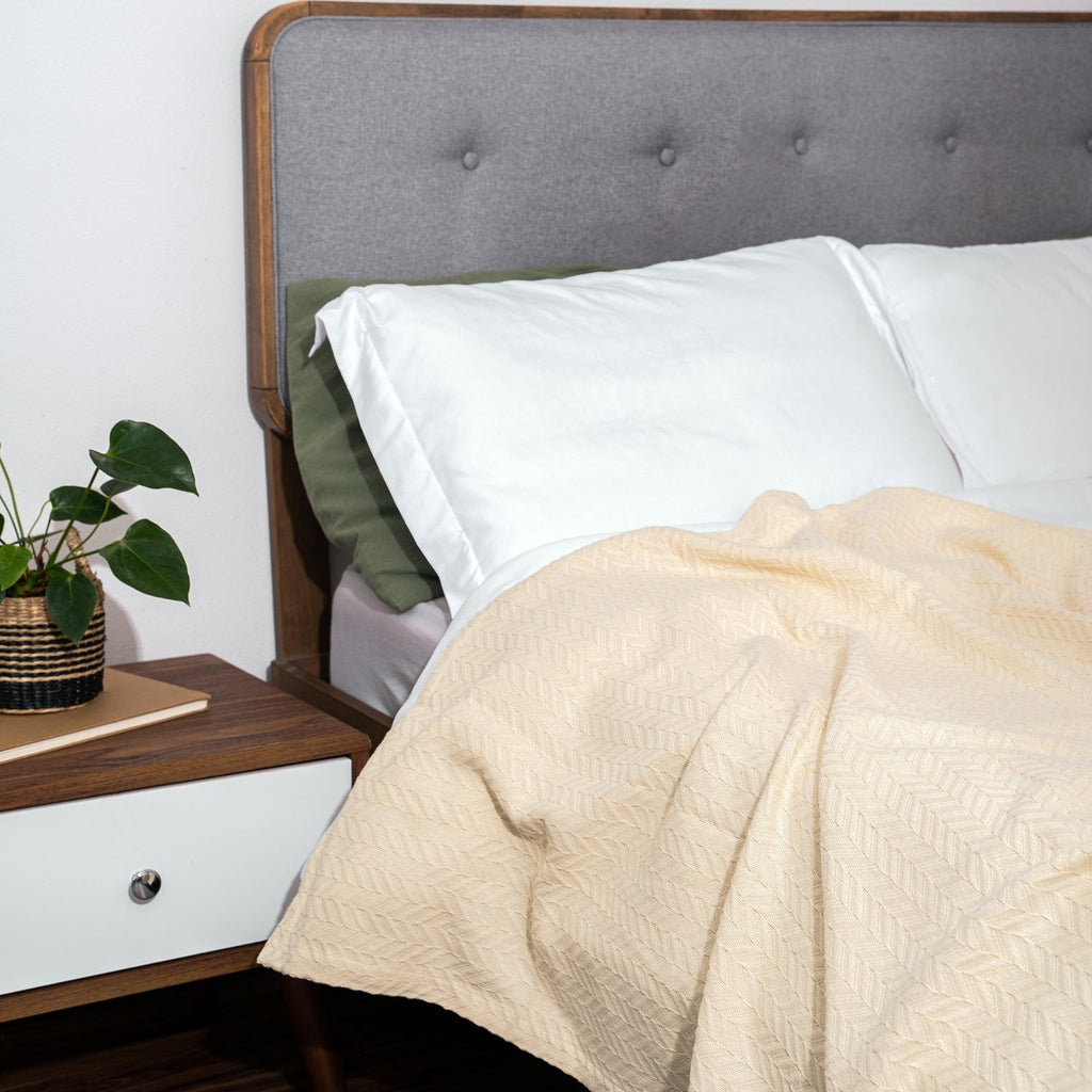 Herringbone Cotton Blanket home decor with nature-inspired artwork - product view 6