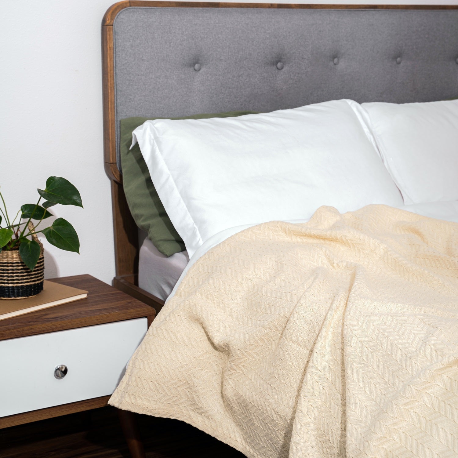 Herringbone Cotton Blanket home decor with nature-inspired artwork - product view 6