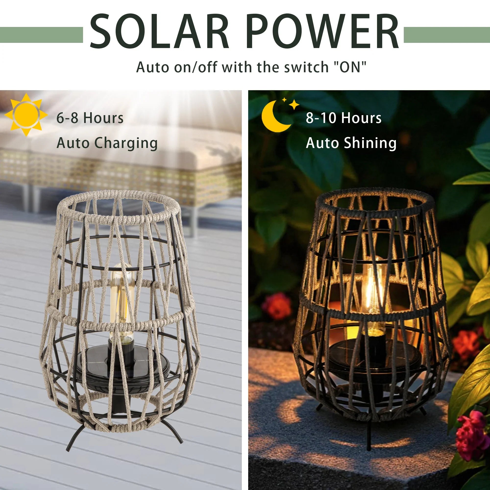 Set of 2 Solar Lantern Outdoor Table Lamp Outside Hanging Solar Lights new product with nature-inspired artwork - product view 10