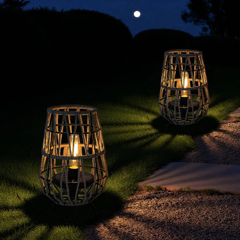 Set of 2 Solar Lantern Outdoor Table Lamp Outside Hanging Solar Lights new product with nature-inspired artwork - product view 3