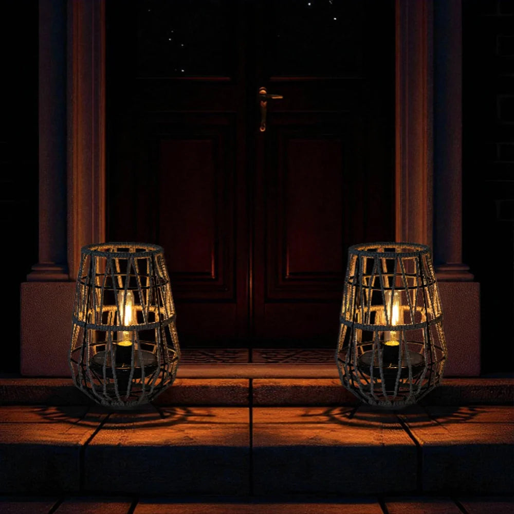 Set of 2 Solar Lantern Outdoor Table Lamp Outside Hanging Solar Lights new product with nature-inspired artwork - product view 4