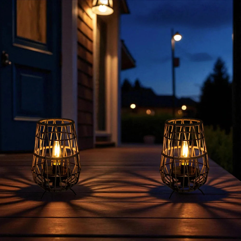 Set of 2 Solar Lantern Outdoor Table Lamp Outside Hanging Solar Lights new product with nature-inspired artwork - product view 5