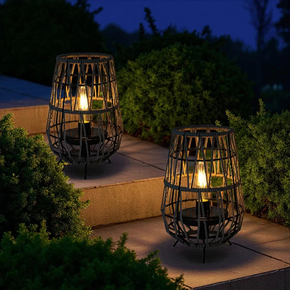 Set of 2 Solar Lantern Outdoor Table Lamp Outside Hanging Solar Lights new product with nature-inspired artwork - product view 6