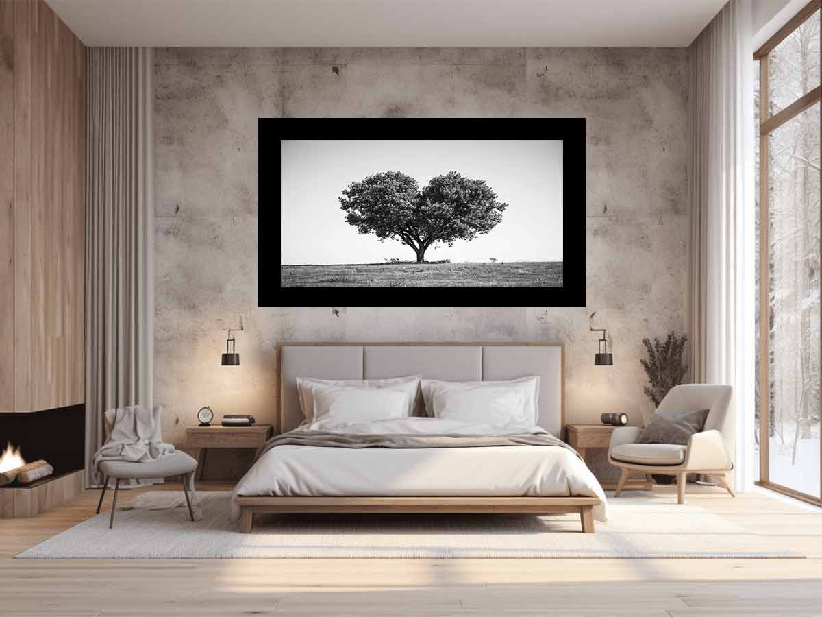 Tree Heart  Black and white Photography Canvas Art Print-1