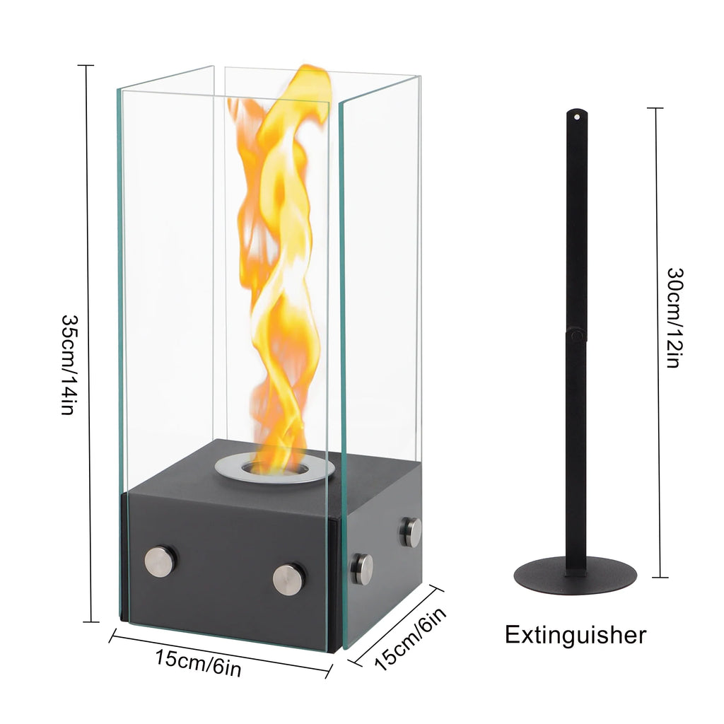 Rectangular Tabletop Firepit 35cm H gel & ethanol fireplaces with nature-inspired artwork - product view 6