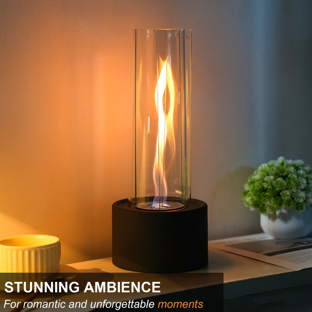 Cylindrical Bioethanol Vented uncategorized / needs cleanup with nature-inspired artwork - product view 2