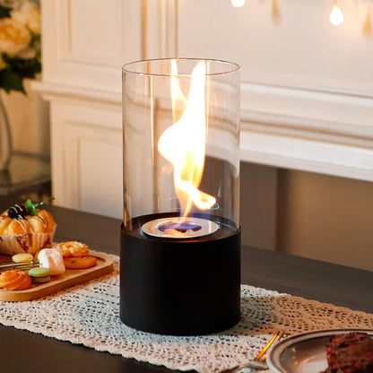 Jhy Design Portable Tabletop Firepit Cylindrical With gel & ethanol fireplaces with nature-inspired artwork - product view 2