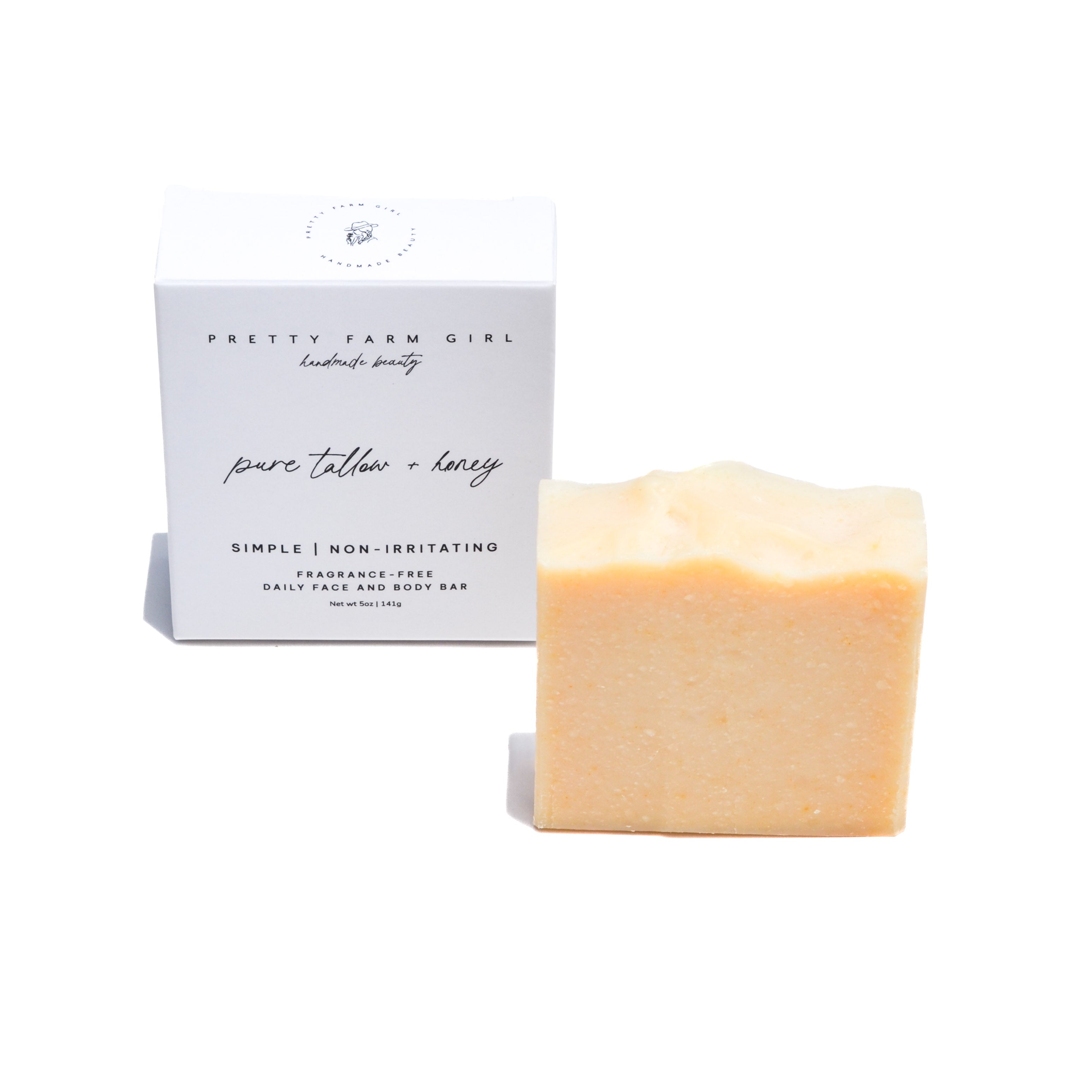 Pure Tallow + Honey Fragrance Free Handmade Tallow and Goat Milk Soap uncategorized / needs cleanup with nature-inspired artwork - product view 2