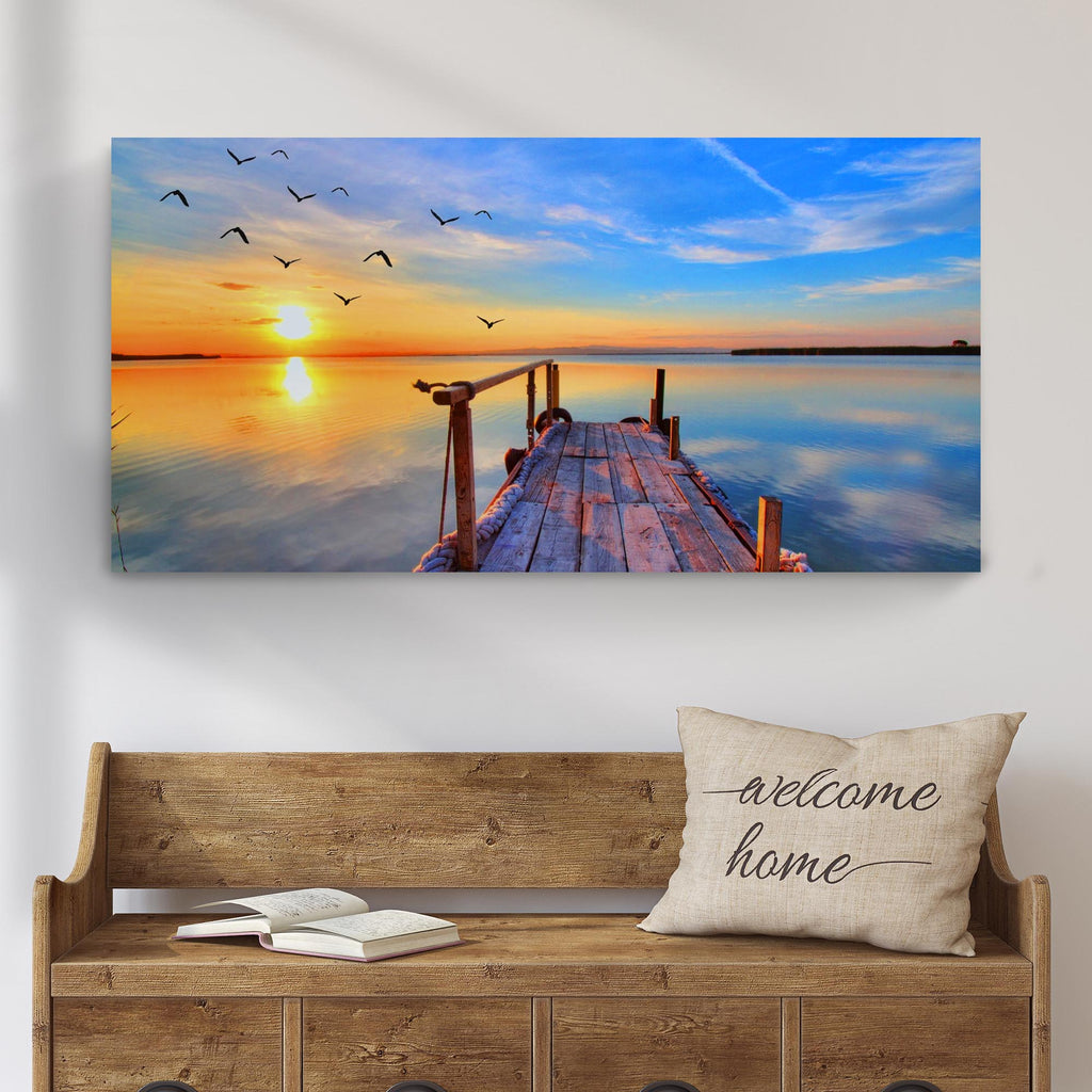 Dock Sunset View Canvas wall art with nature-inspired artwork
