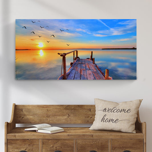 Dock Sunset View Canvas wall art with nature-inspired artwork