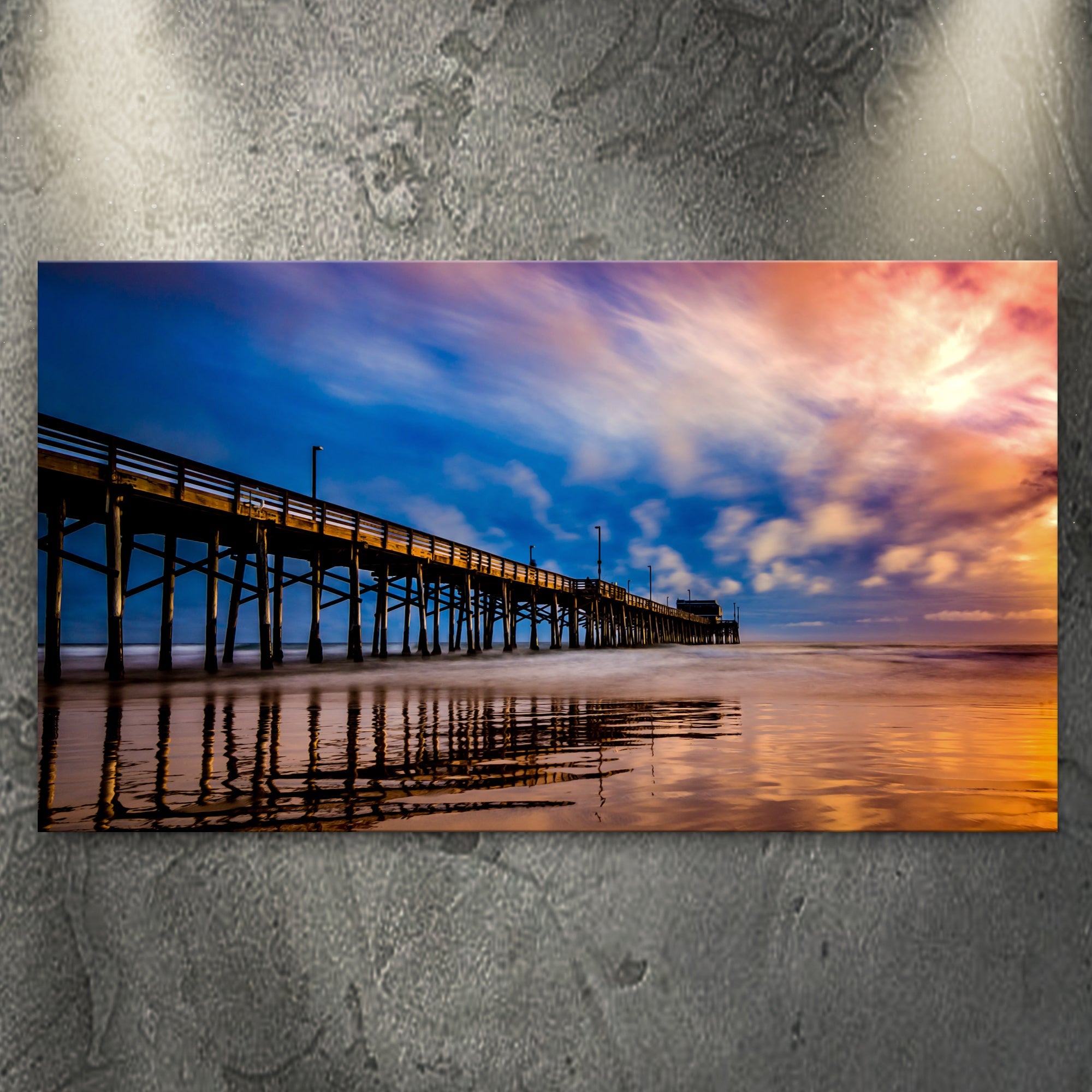 Beach Pier & Ocean Horizon Canvas wall art with nature-inspired artwork