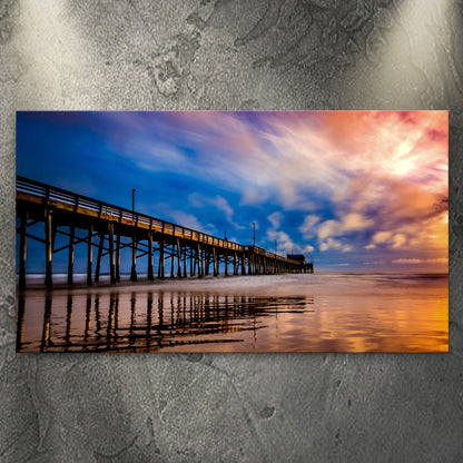 Beach Pier & Ocean Horizon Canvas wall art with nature-inspired artwork