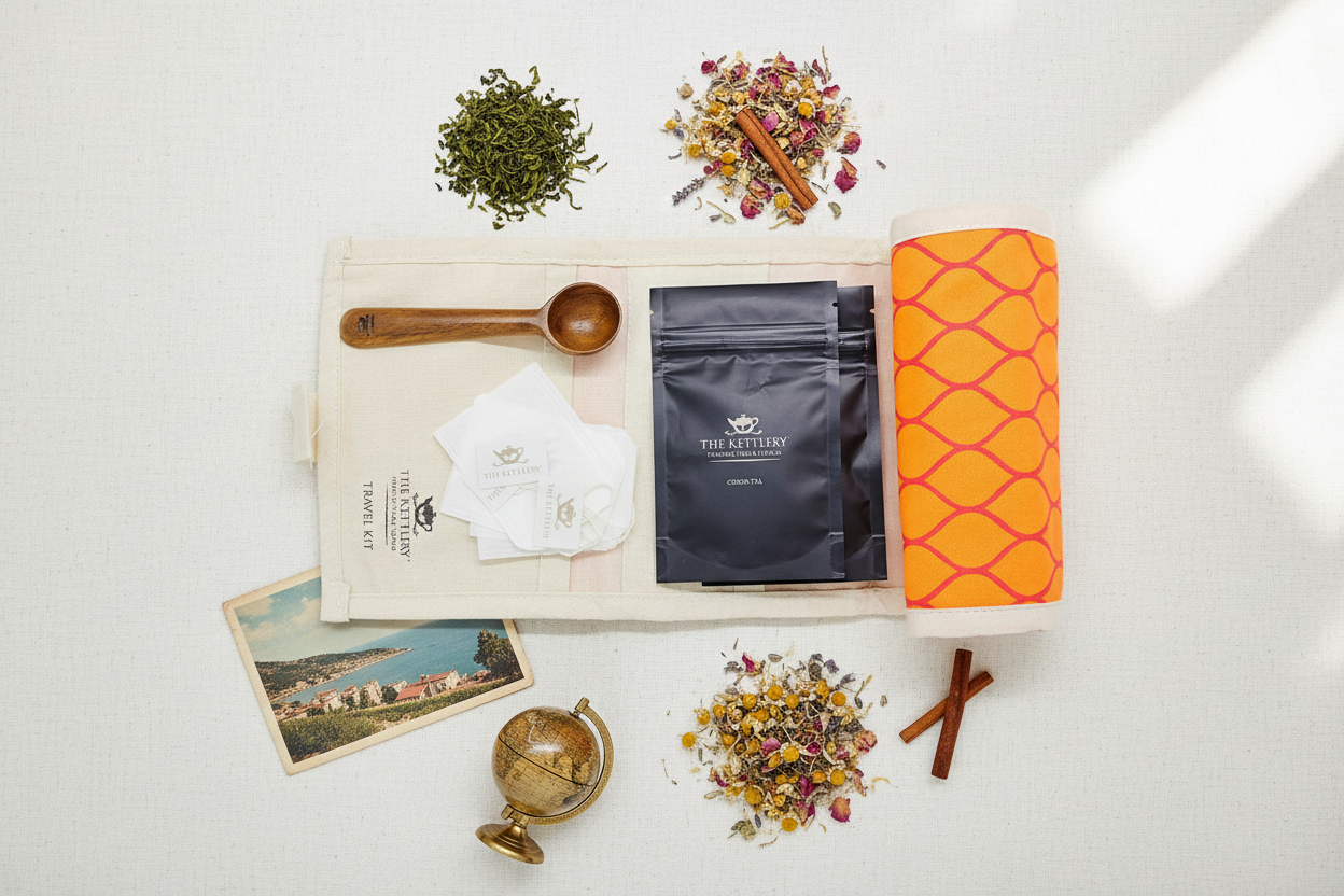 Traveler's Tea Gift Kit Flat Lay Mockup