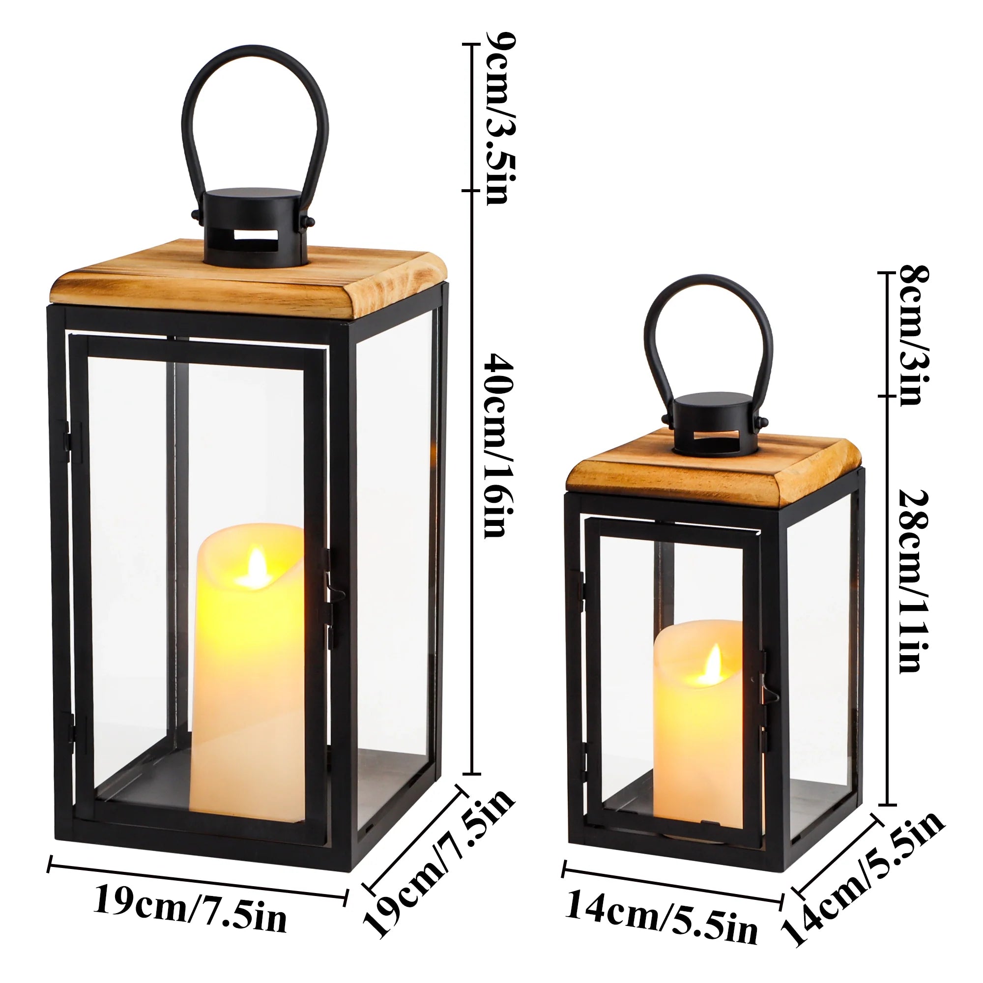 Set of 2 16'' & 11'' High Decorative Candle Lanterns decorative candle lantern with nature-inspired artwork - product view 6