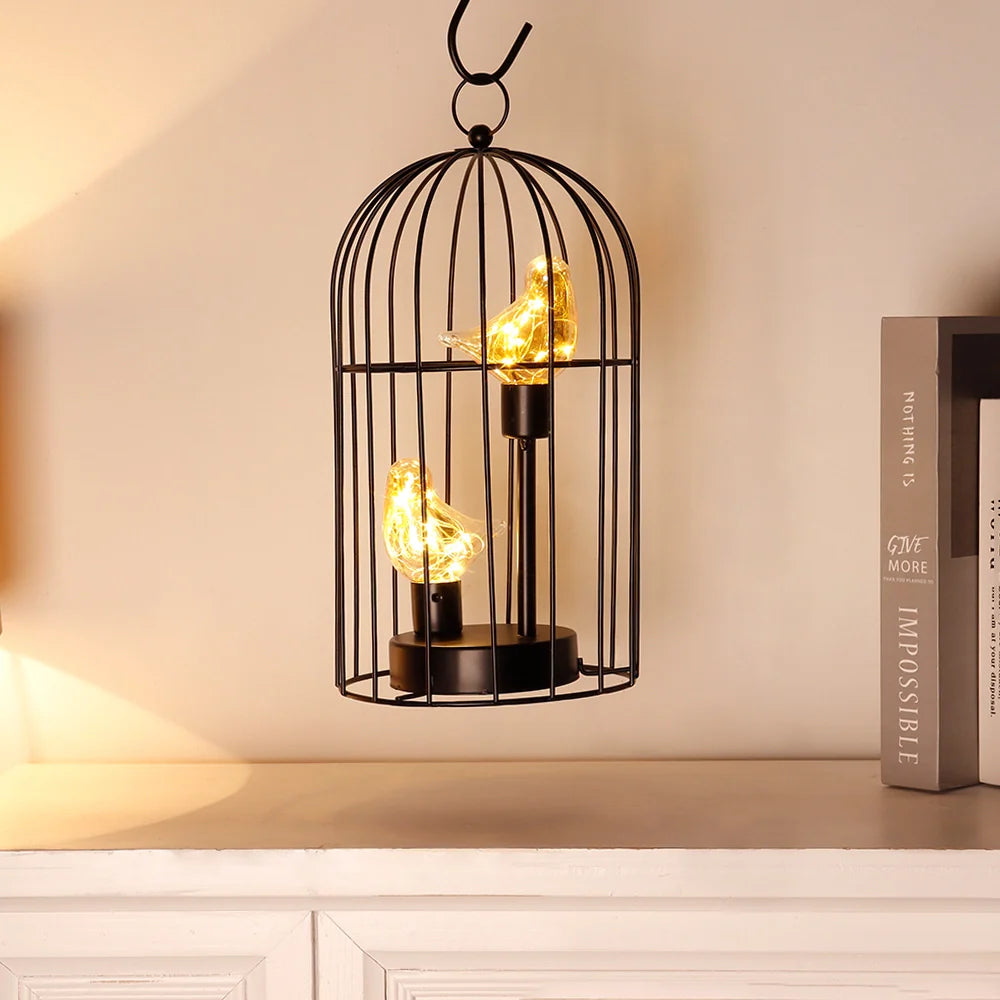 12"tall Battery Operated Birdcage Decorative Lamp battery operated lamps with nature-inspired artwork - product view 5